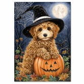 Poodle Dog Autumn Forest Wall Art for Dog Parents Home Decorations for Witch Halloween Pet Lover Décor on Ready to Hang 1.5" Thick Canvas Wrap, Floating Framed Canvas, Flat Rolled Canvas